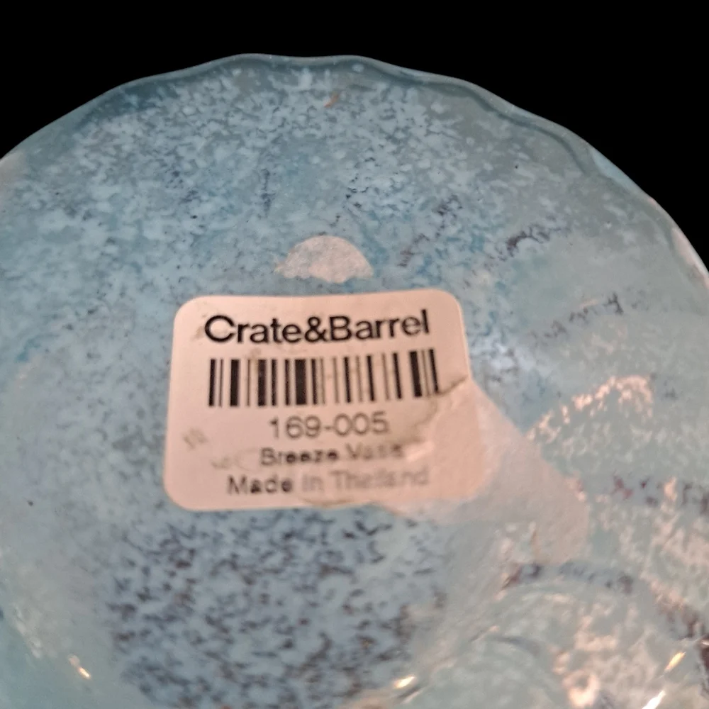 Crate & Barrel Blue Striped Ribbed Tall Breeze Vase 9